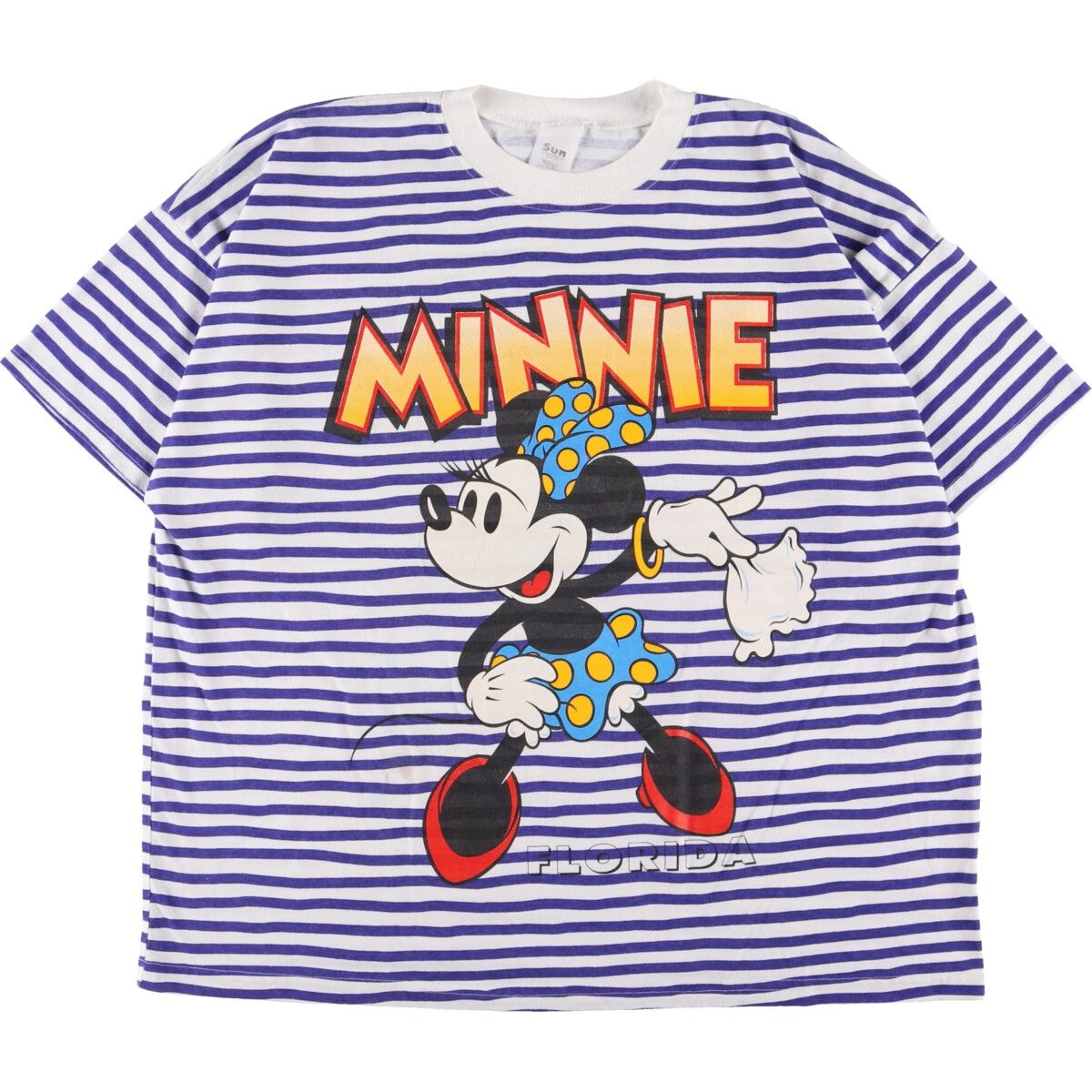 古着 SUN MINNIE MOUSE ミニーマウス ボーダー柄 キャラクタープリントTシャツ USA製 メンズXL ヴィンテージ/eaa329734
