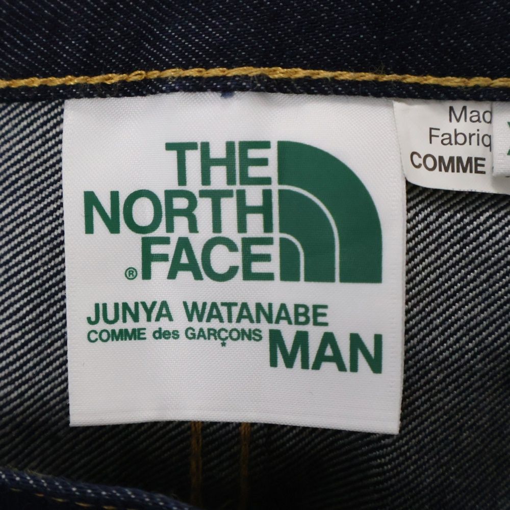 THE NORTH FACE ザノースフェイス 18SS ×JUNYA WATANABE COMME des GARCONS MAN ジュンヤワタナベ バックロゴプリント デニムパンツ インディゴ WA-P401 THE NORTH FACE (ザノースフェイス) 18SS ×JUNYA WATANABE COMME des