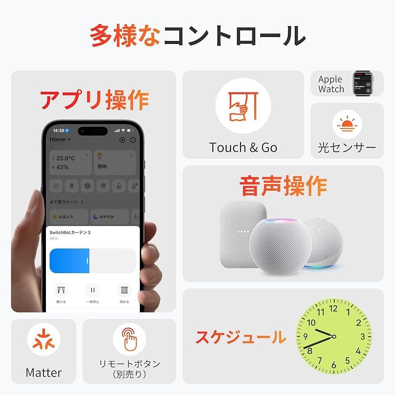  SwitchBot カーテン 第3世代 自動開閉 スイッチボット Alexa Google Home IFTTT イフト Siriに対応 スマートホーム 遠隔操作 取付簡単 ソーラーパネルで充電 U型 角型レールに対応 0 キッチン 住宅設備