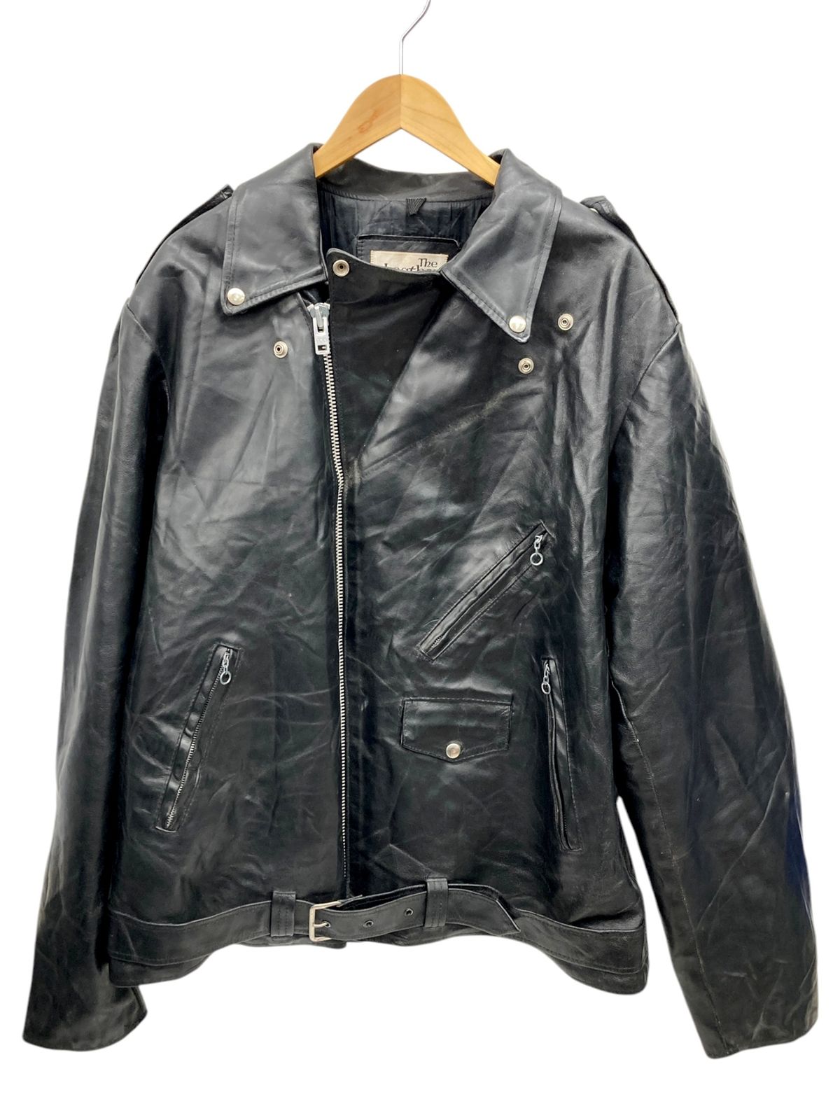 sears (シアーズ) The Leather Shop ダブルライダースジャケット レザー 本革 80s 70s ビンテージ アメリカ古着 52 ブラック メンズ/028