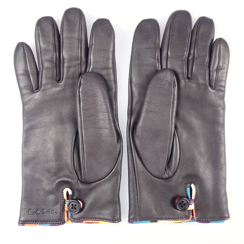 【新品未使用】ポールスミス　アーティストストライプ パイピング レザーグローブ シグネチャーストライプ パイピング レザーグローブ