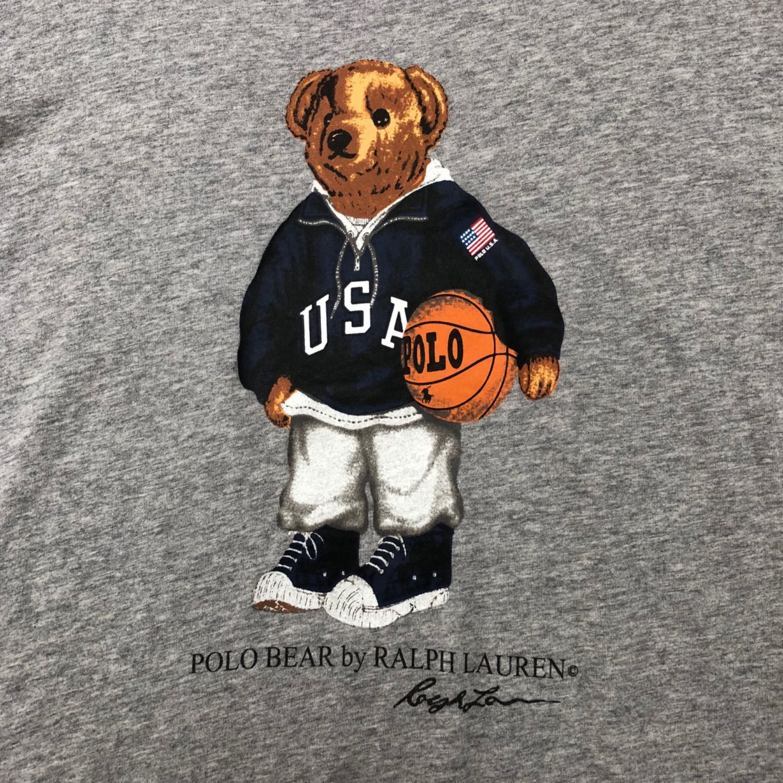 POLO Ralph Lauren プリントTシャツ POLO BEAR ポロベア バスケットボール XL 半袖カットソー ショートスリーブ グレー ポロラルフローレン