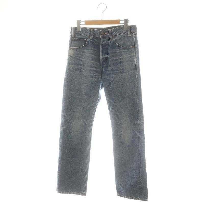 セリーヌ CELINE N574 930F urt Jeans In Union Wash Denim カートジーンズ ユニオン デニムパンツ ボタンフライ ストレート ダメージ加工 28 青 ブルー /MI OS