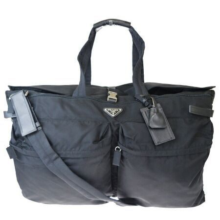 【中古】 プラダ PRADA ガーメントケース 2WAY ショルダーバッグ ブラック ナイロン レザー 09EY277