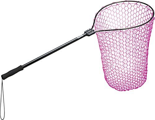 19型/網の深さ60cm_ネットピンク プロックス(PROX) ラバーランディングネット 19型深さ60cm/ネットピンク PX70419DPKK 本体ブラック/網ピンク