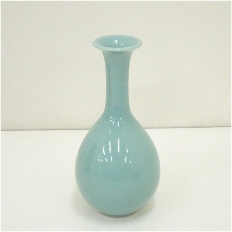 青磁の花瓶 中国美術 青磁花瓶 高さ21.7㎝ タニト 東な7-0223①
