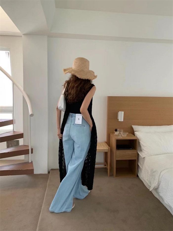 美品＊ハグオーワー＊クロス&クロス＊アラン編みタッセル付きハンドニットベスト Cloth&Cross クロス&クロスウール格子編みニットベスト