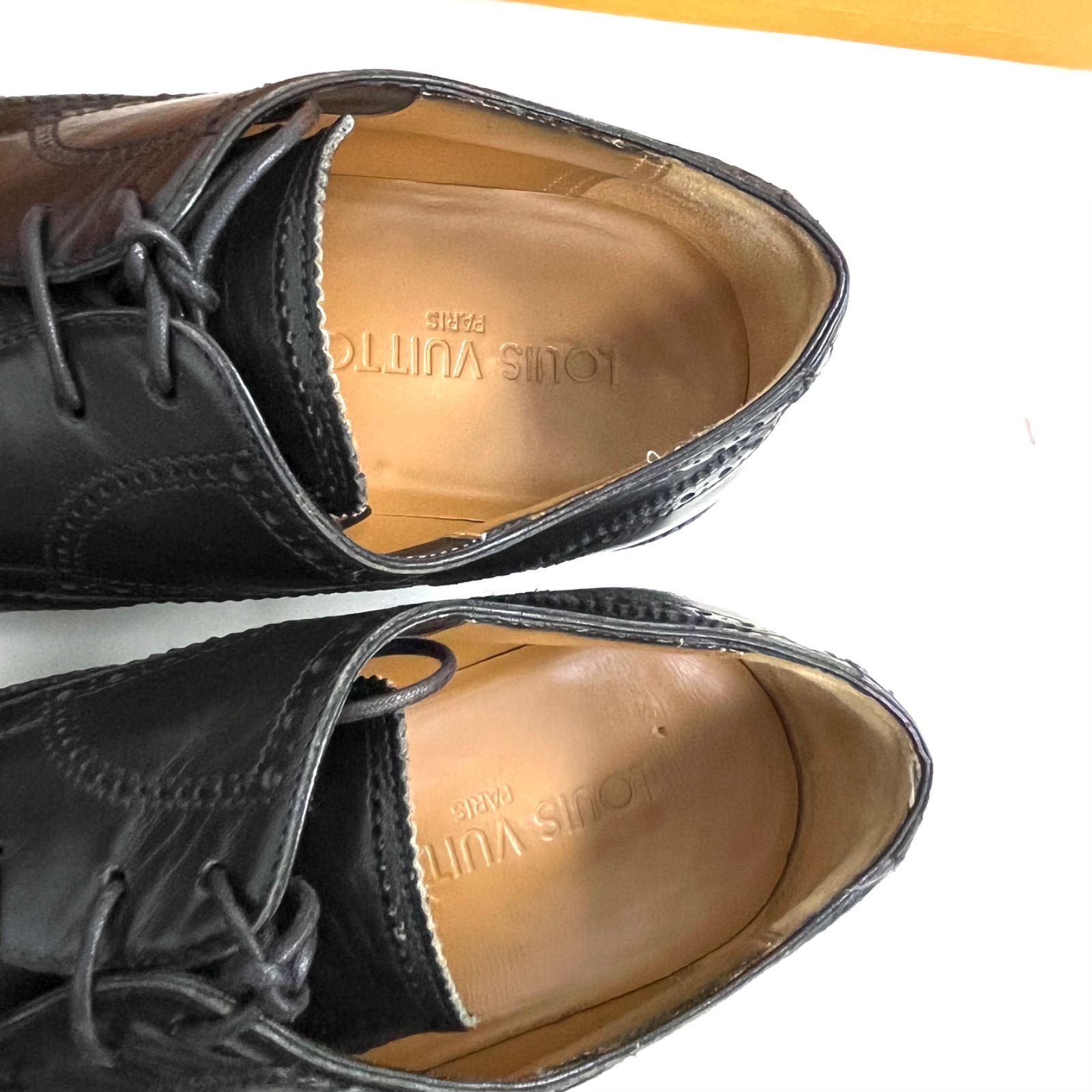 売り切り☆ルイヴィトン 革靴 ウイングチップ 黒 6.5(25.5)ビジネス LOUIS VUITTON レザーシューズ ビジネス カジュアル ブランド