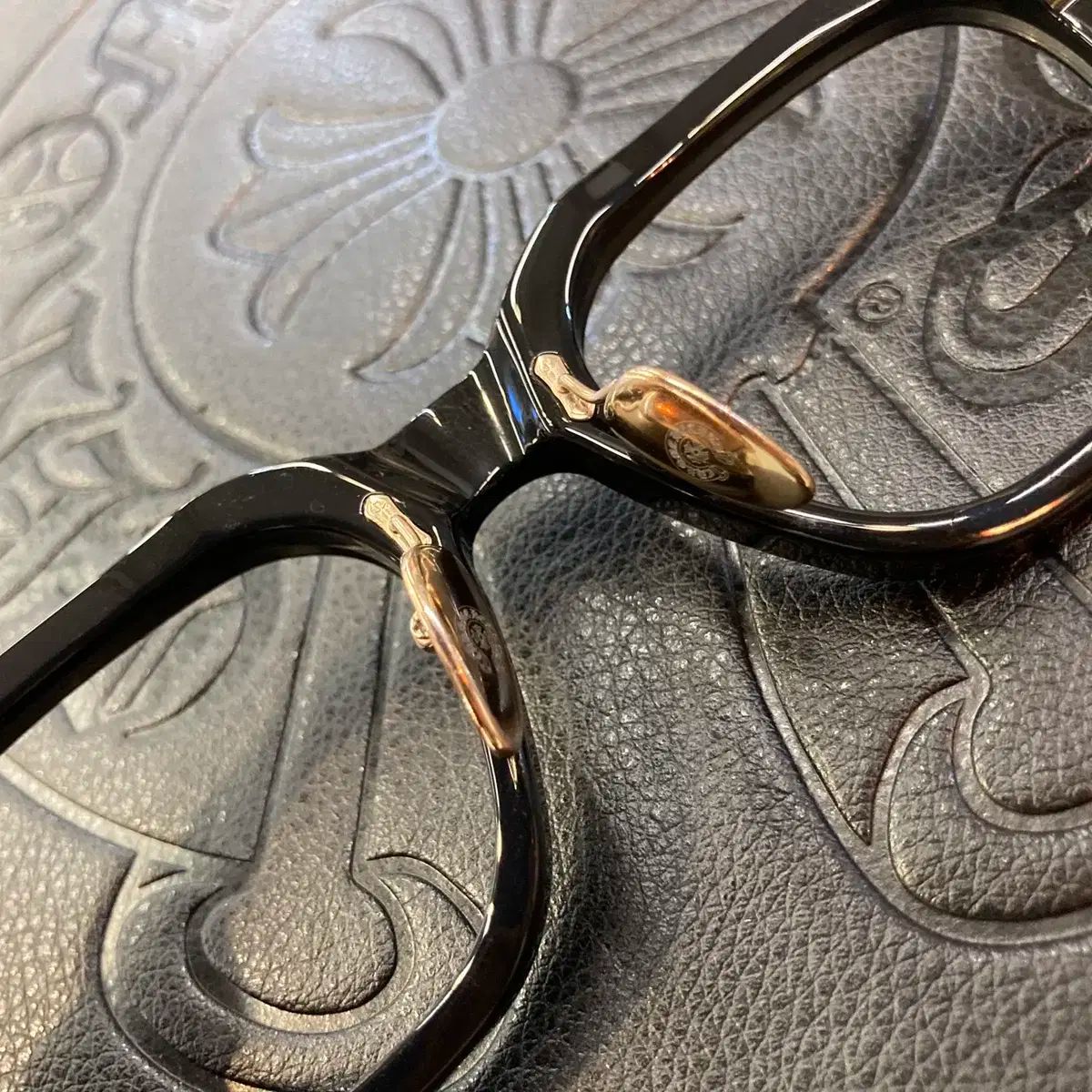 CHROME HEARTS (クロムハーツ) SPUR EM ブラック/ゴールド クロムハーツ SPUR EM メガネ 表記なし ブラック×ゴールド 54□19-152