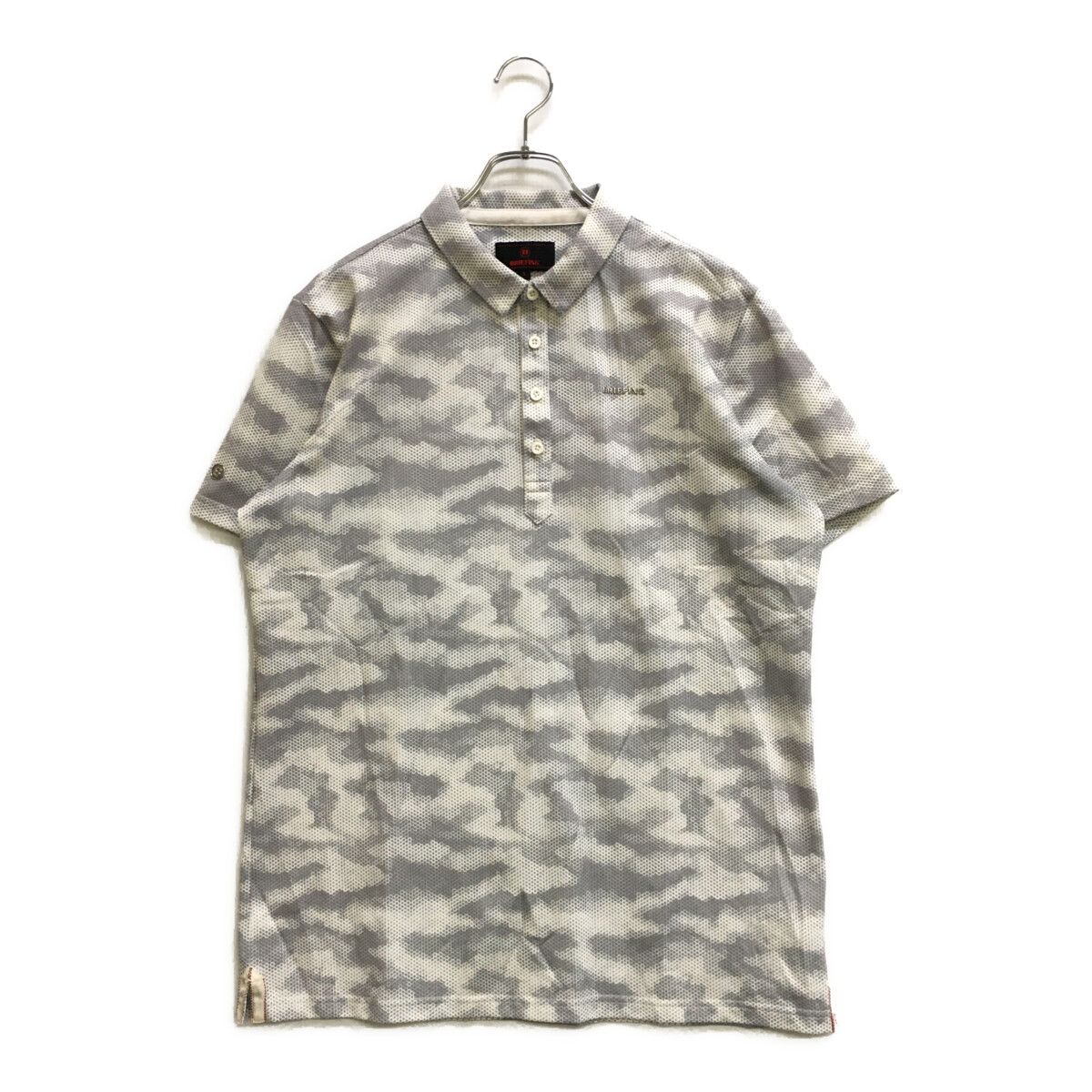 BRIEFING - coco 中古 ブリーフィング BRIEFING メンズ 半袖ポロシャツ L 白×グレー 迷彩 カモフラ 中古 メンズ ブリーフィング BRIEFING 半袖ポロシャツ L 白