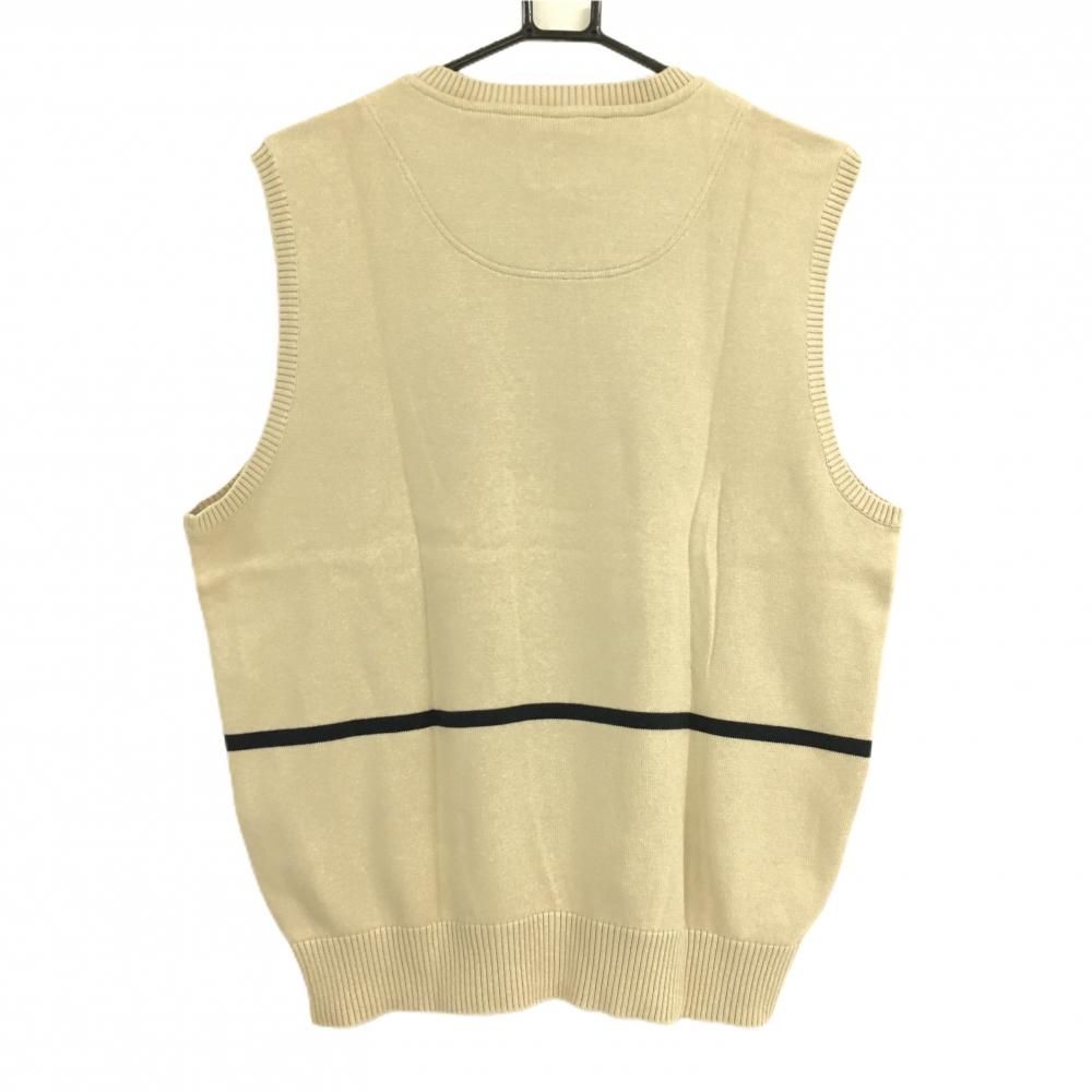 美品】ゾーイ ニットベスト ベージュ×ネイビー Vネック 綿100
