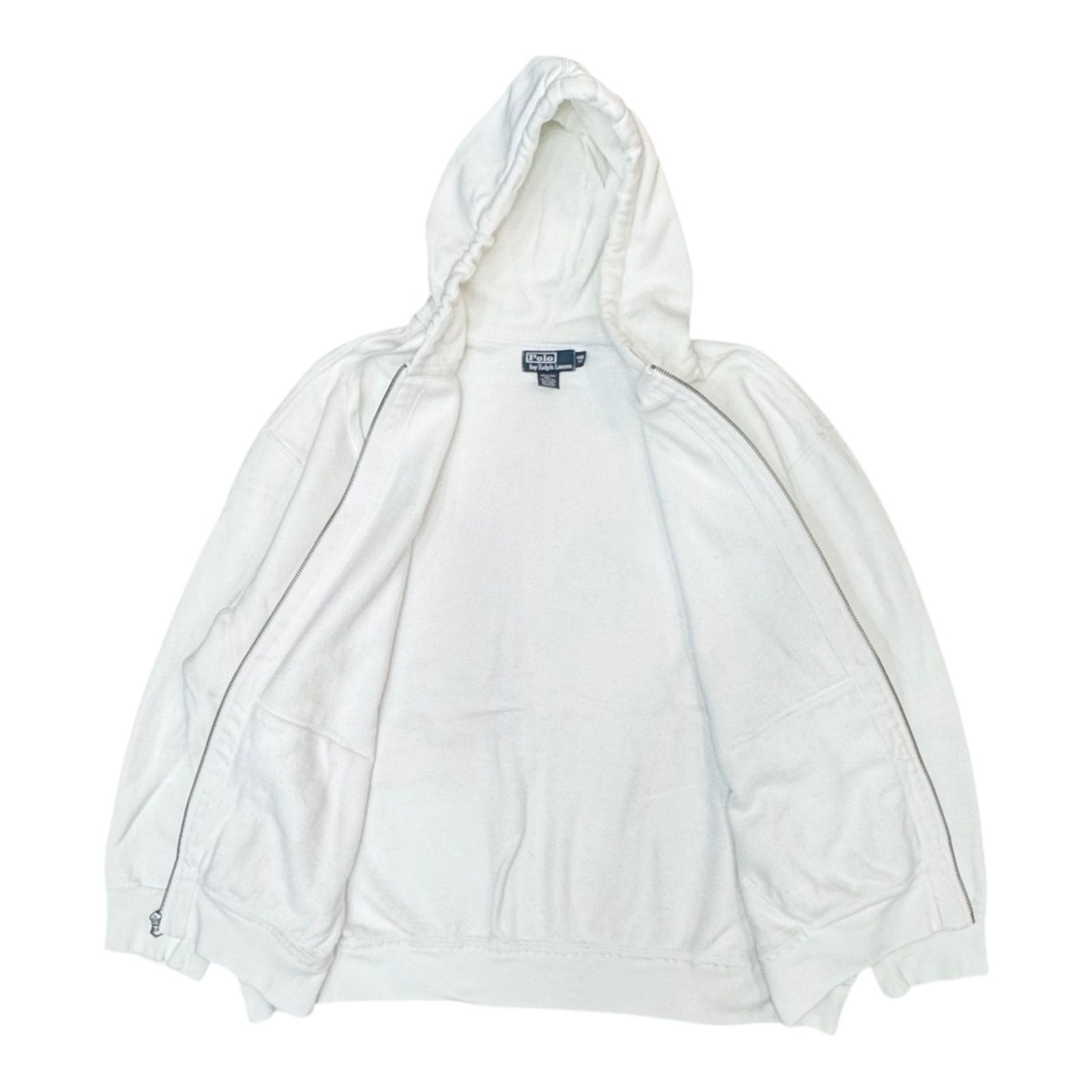 4XL》美品 POLO Ralph Laurenラルフローレン ジップアップ パーカー 白 