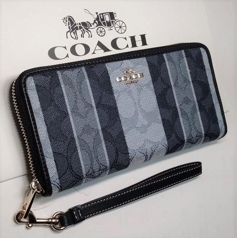 COACH 新品 ジャガード 長財布 メンズ レディース コーチ 財布 デニム 