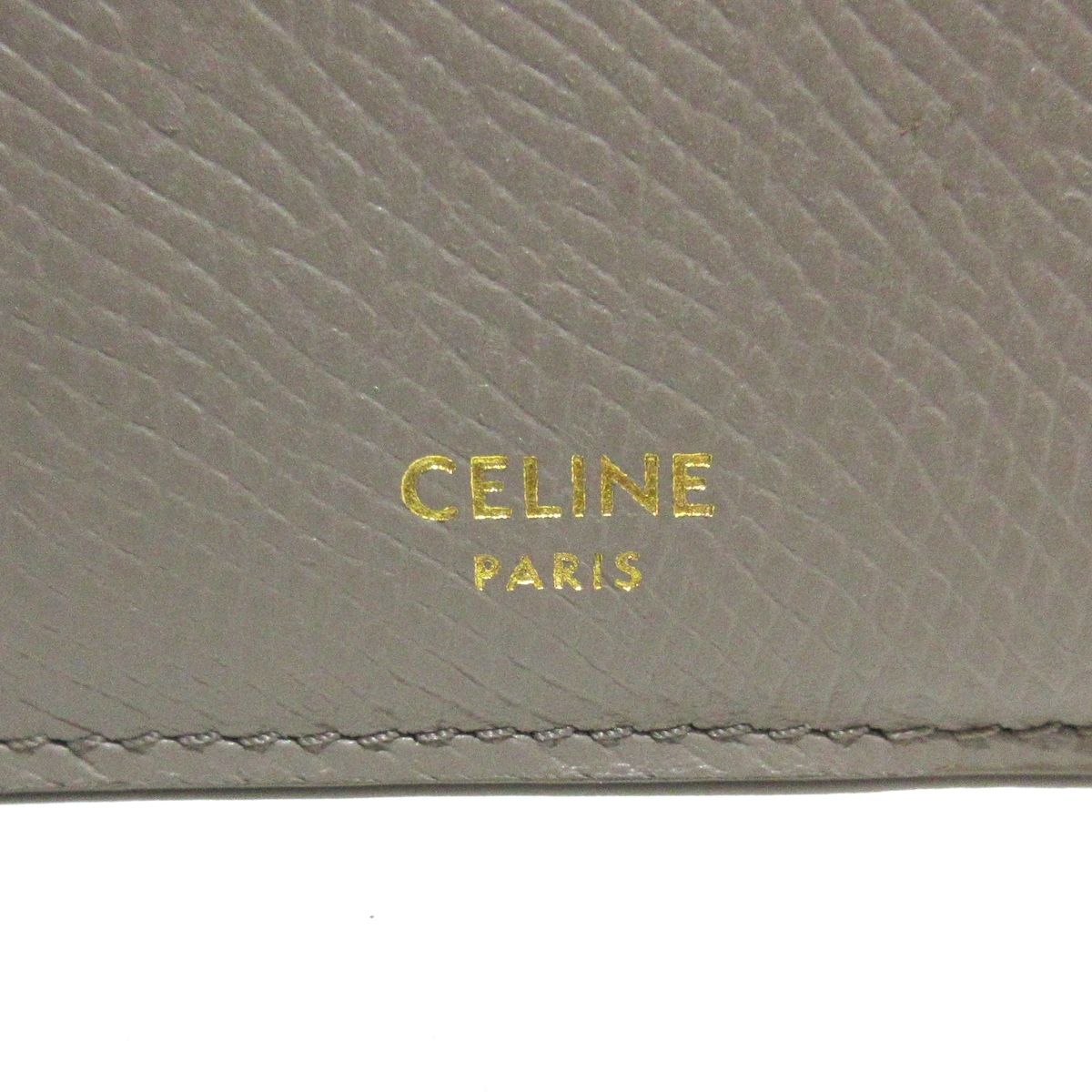 CELINE(セリーヌ) コインケース美品 コンパクト ジップドカードホルダー グレーベージュ レザー