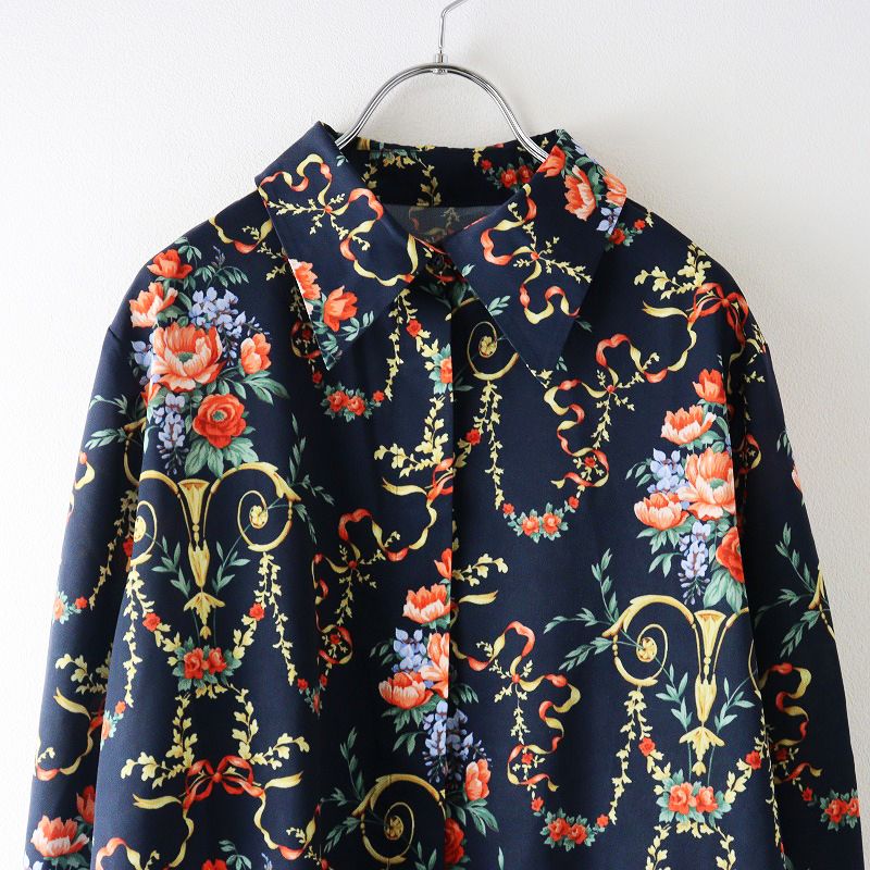 2024SS ロイスクレヨン Lois CRAYON ブーケリボン シャツ M｜ネイビー  