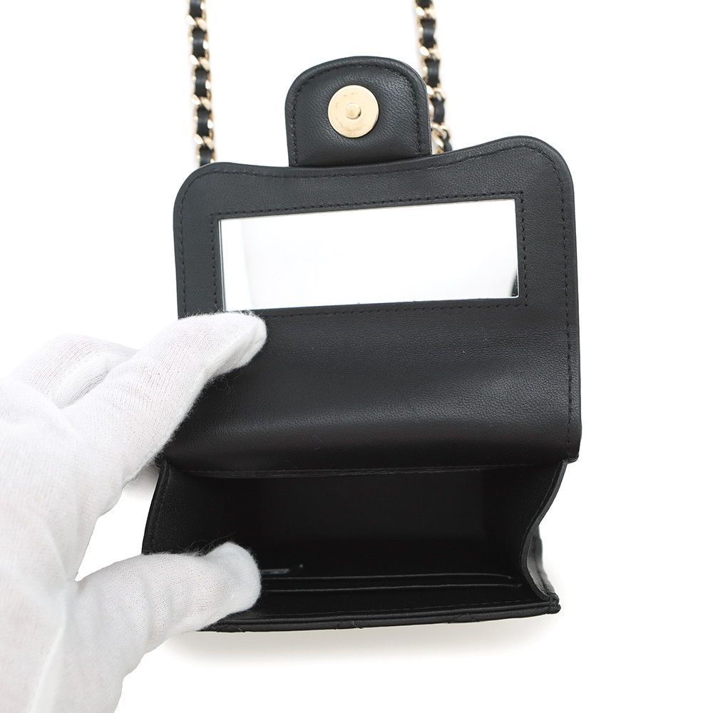 CHANEL★シャネル マトラッセチェーン ラムスキンAランク シャネル マトラッセ ラムスキン チェーンウォレット ブラック