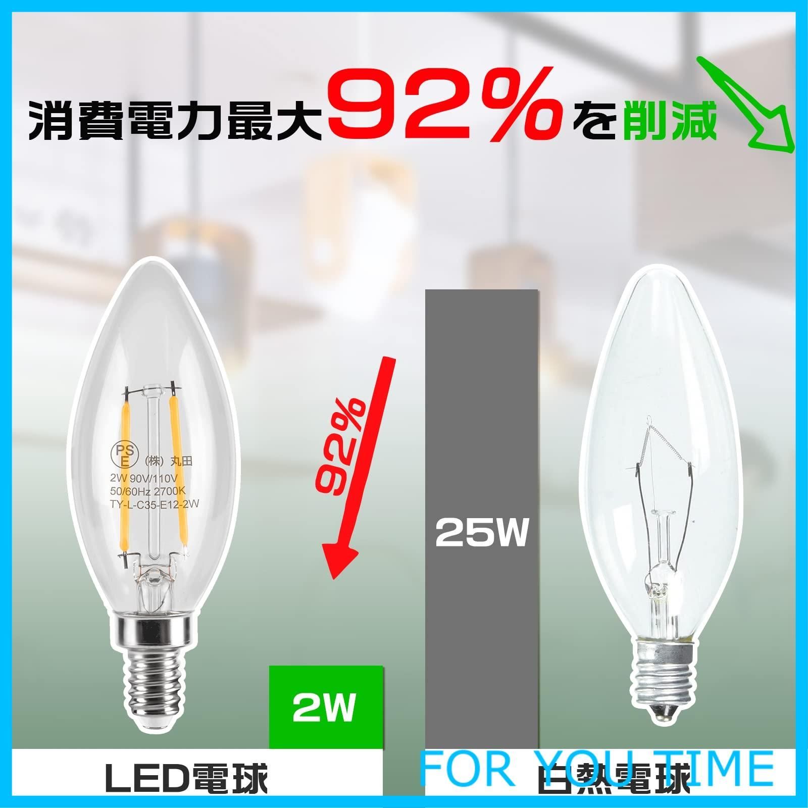 シャンデリア 電球 LED 調光 フィラメント E12 25W形相当 LEDフィラメントシャンデリア球 E12 25形相当 電球色 調光器対応  LDC2L-G-E12 D アイリスオーヤマ