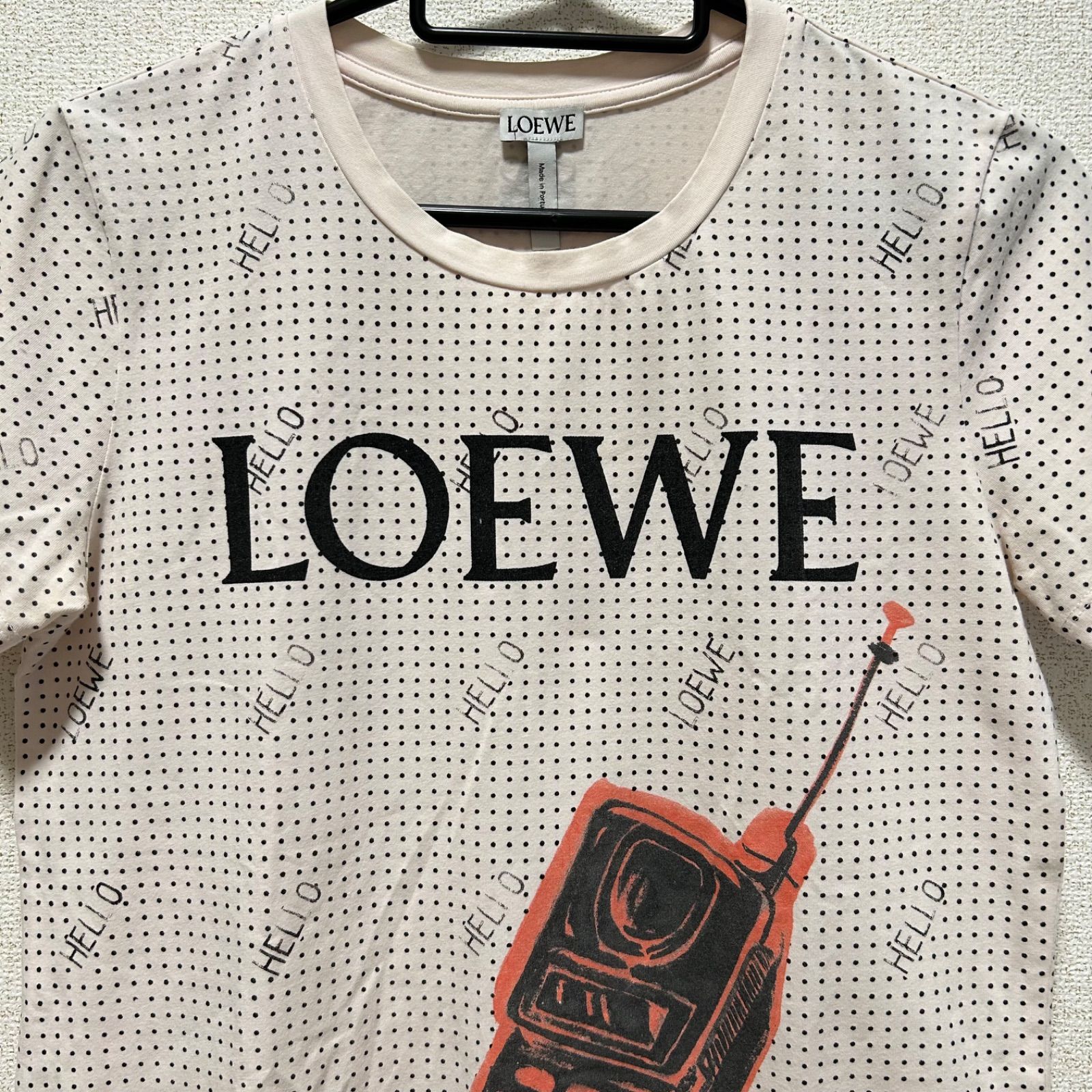 極美品 LOEWE ロエベ 半袖 Tシャツ サイズM S6189251CR ピンク ホワイト系 白 クールネック ロゴ 電話 HELLO レディース  メンズ ユニセックス - メルカリ