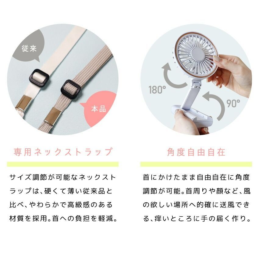 Lafuture【公式販売店】カバー着脱可能！洗える 丸形ハンディファン&モバイルバッテリー 液晶 取り外しタイプ 扇風機 卓上扇風機 ネックファン【送料無料】