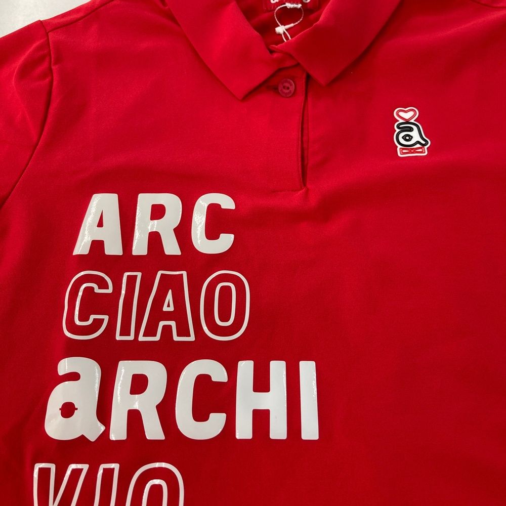 脱力の サイズ 36 ARCHIVIO アルチビオ 半袖ポロシャツ プリント レッド系 240101527335 ゴルフウェア レディース ストスト 幼さのある