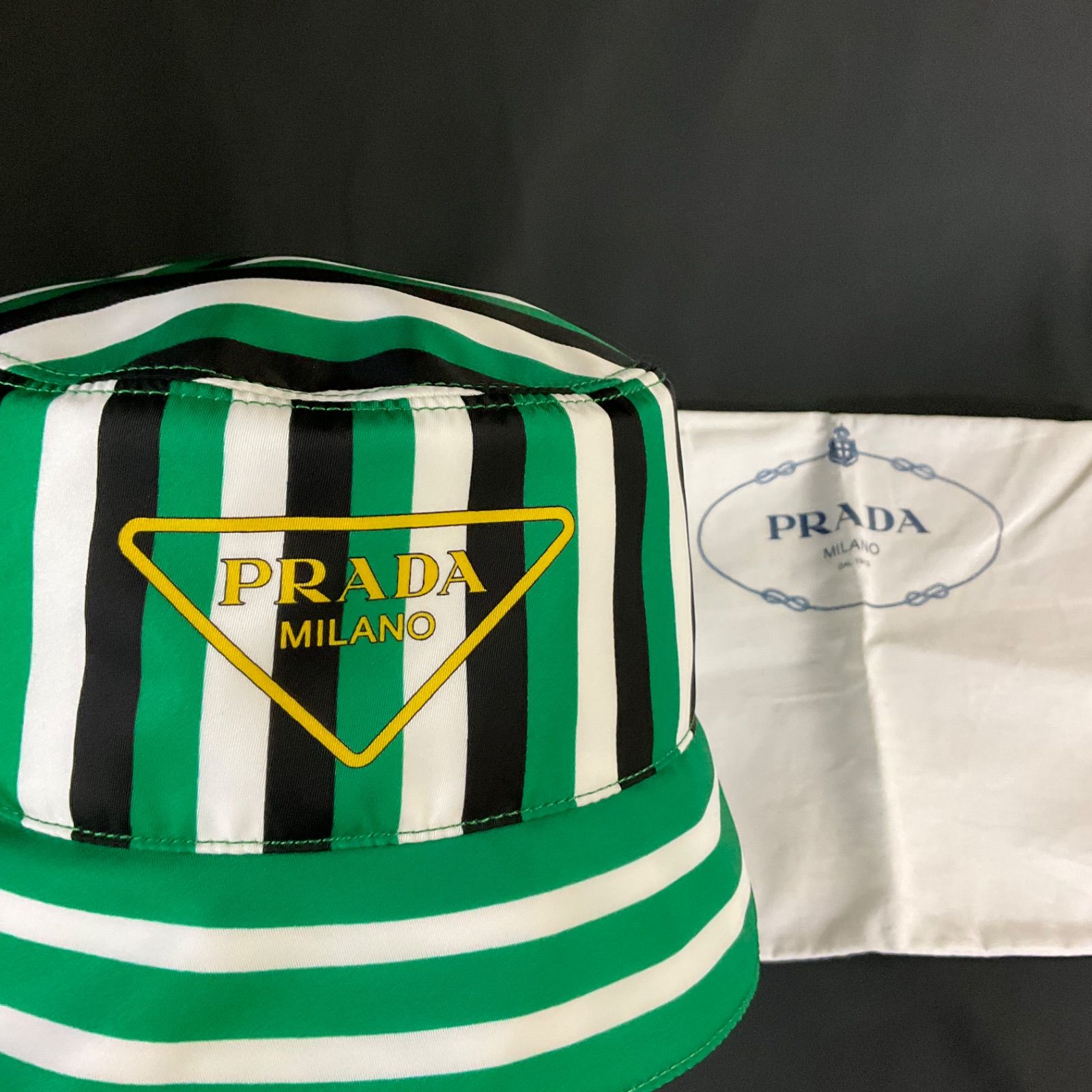 PRADA プラダ バケットハット 帽子 グリーン 緑 Lサイズ 正規品 新品未