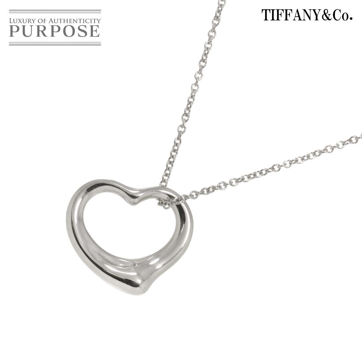 ティファニー TIFFANY&Co. オープンハート 幅15mm ネックレス 40cm Pt 