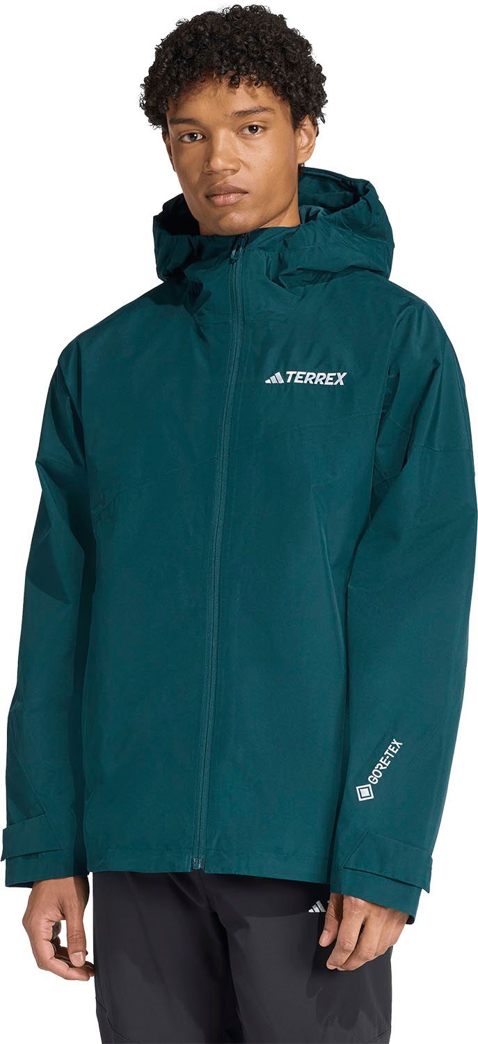アディダス adidas アウトドア テレックス Xperior 2層構造 GORE-TEX パフォーマンスジャケット メンズ 男性 レインシェル 防水性 透湿性 レギュラーフィット 耐久性 KVF62 JL9748 オーロラアイビー