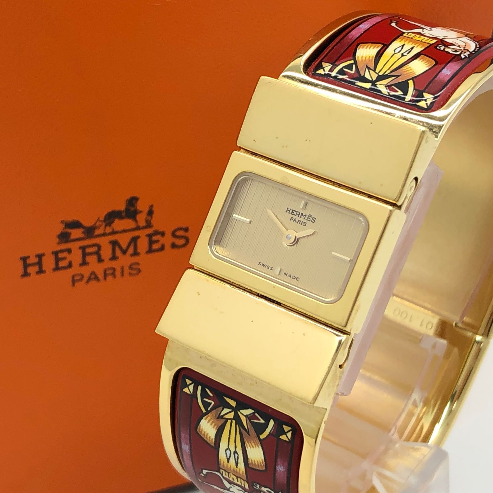 のレディー Hermes - 稼働品 エルメス HERMES ロケ バングルウォッチ