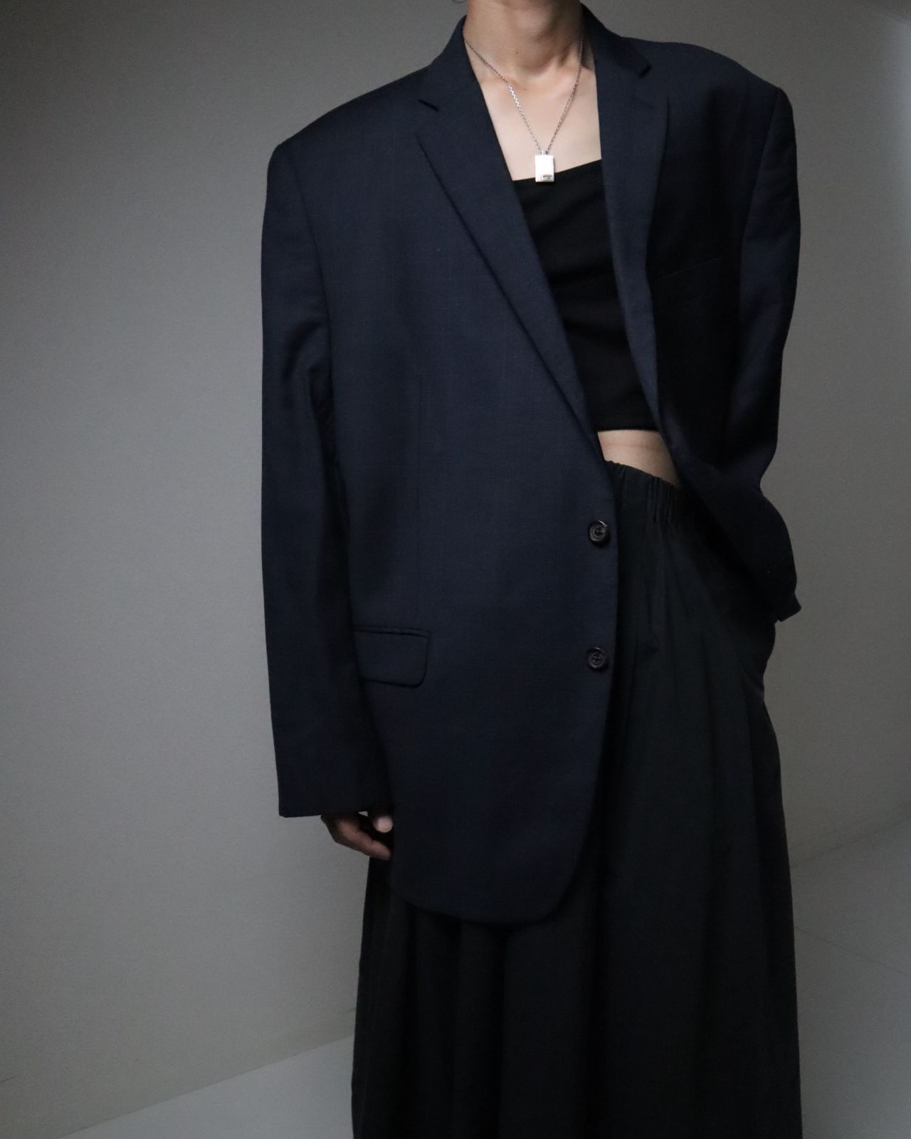 Ralph Lauren windowpane check wool tailored jacket navy ラルフ 
