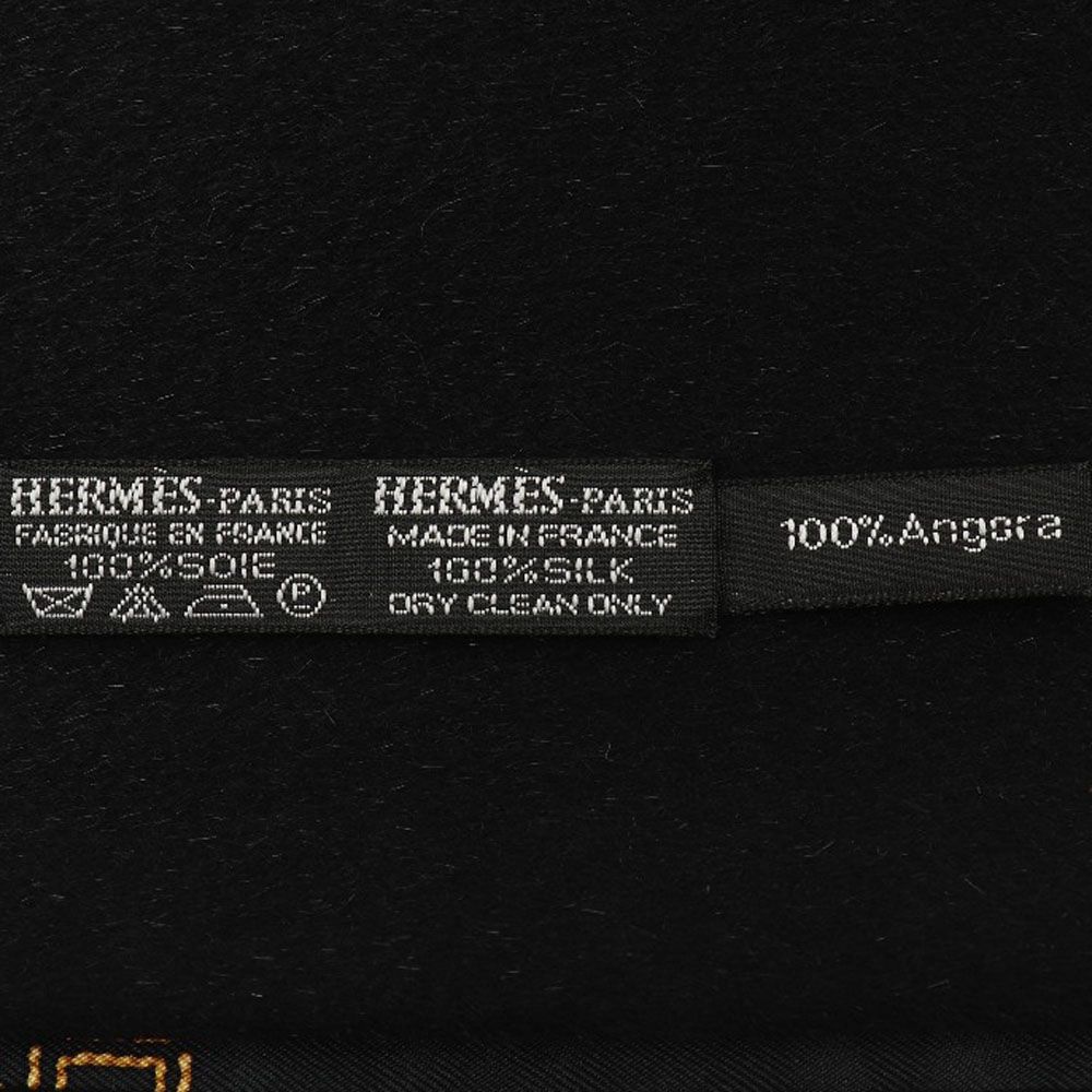 HERMES】エルメス シルク×アンゴラ 黒 ユニセックス マフラー - にしき