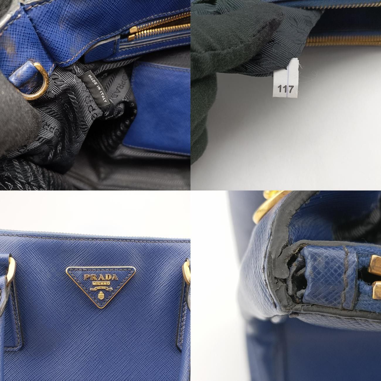 プラダPradaガレリアブルーサフィアーノレザーBN2274117
