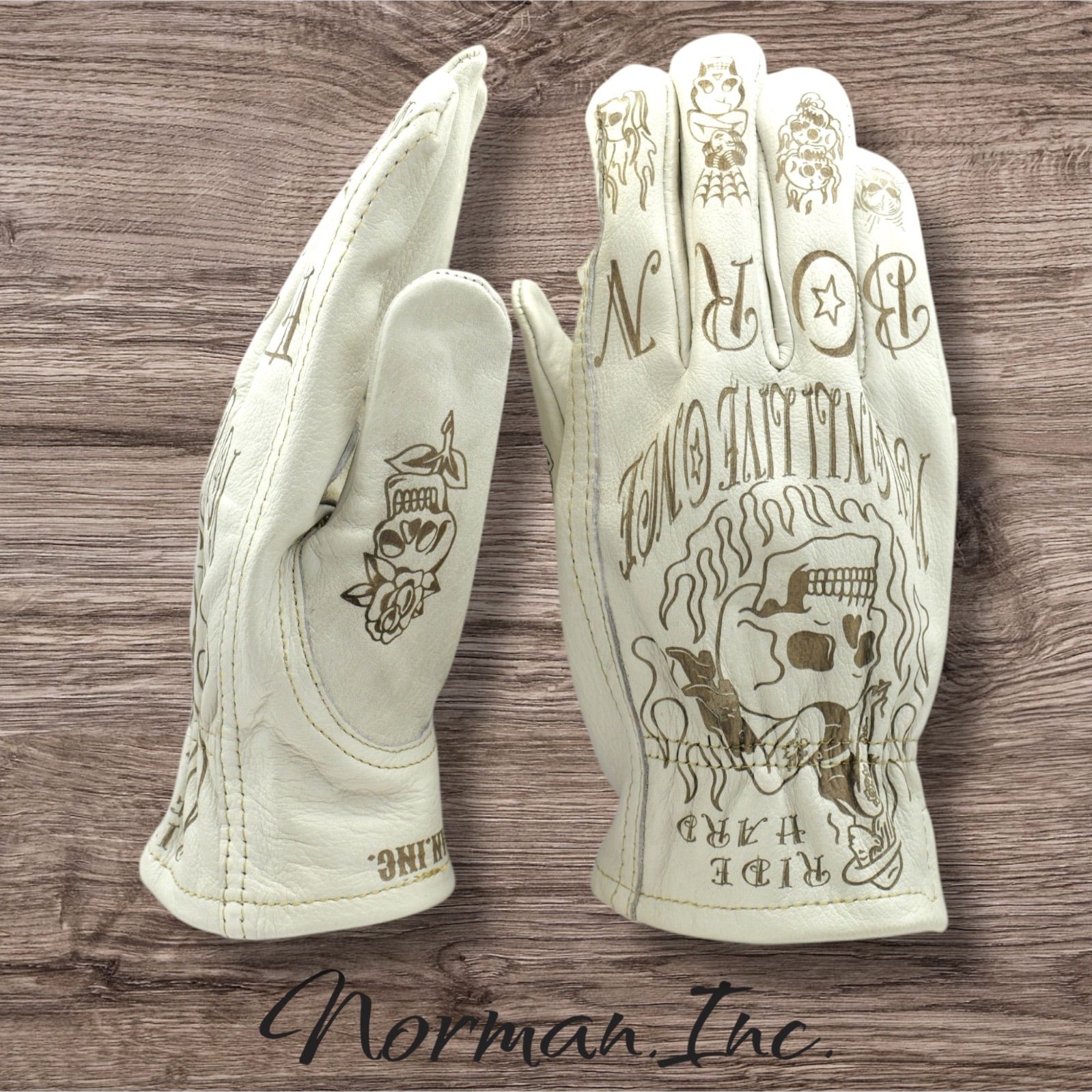 牛革 レザーグローブ ホワイト 白 アメリカン バイク ハーレー