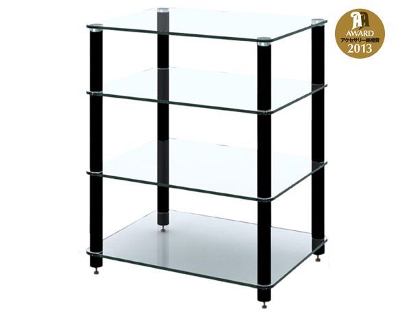 Sound Magic HF04GB 棚板クリアガラス支柱ブラックオーディオラック 支柱長変更可 HF04Gシリーズ Sound Magic サウンドマジック