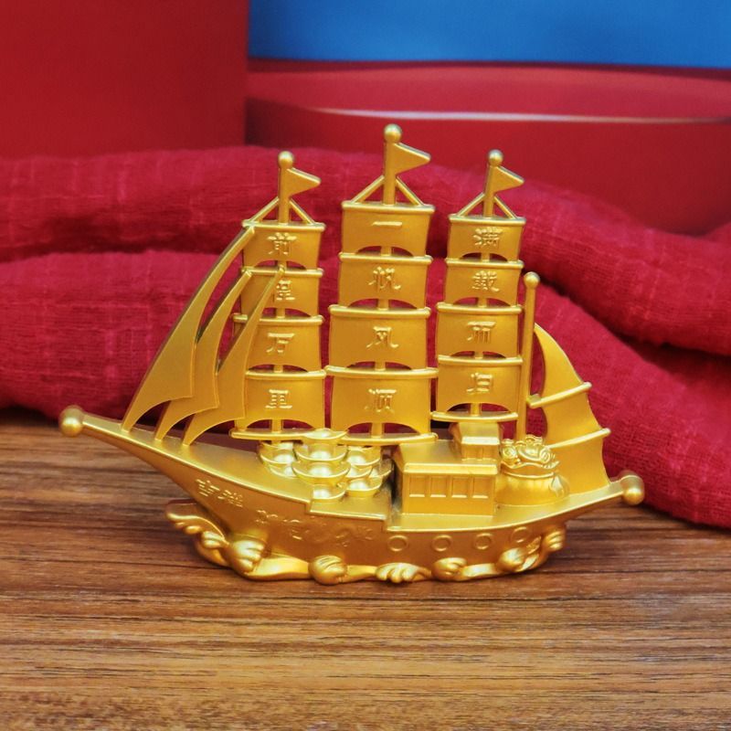 七福神 宝船 ゴールド 縁起物 金属工芸○○宝船 置物 七福神 金色 38cm