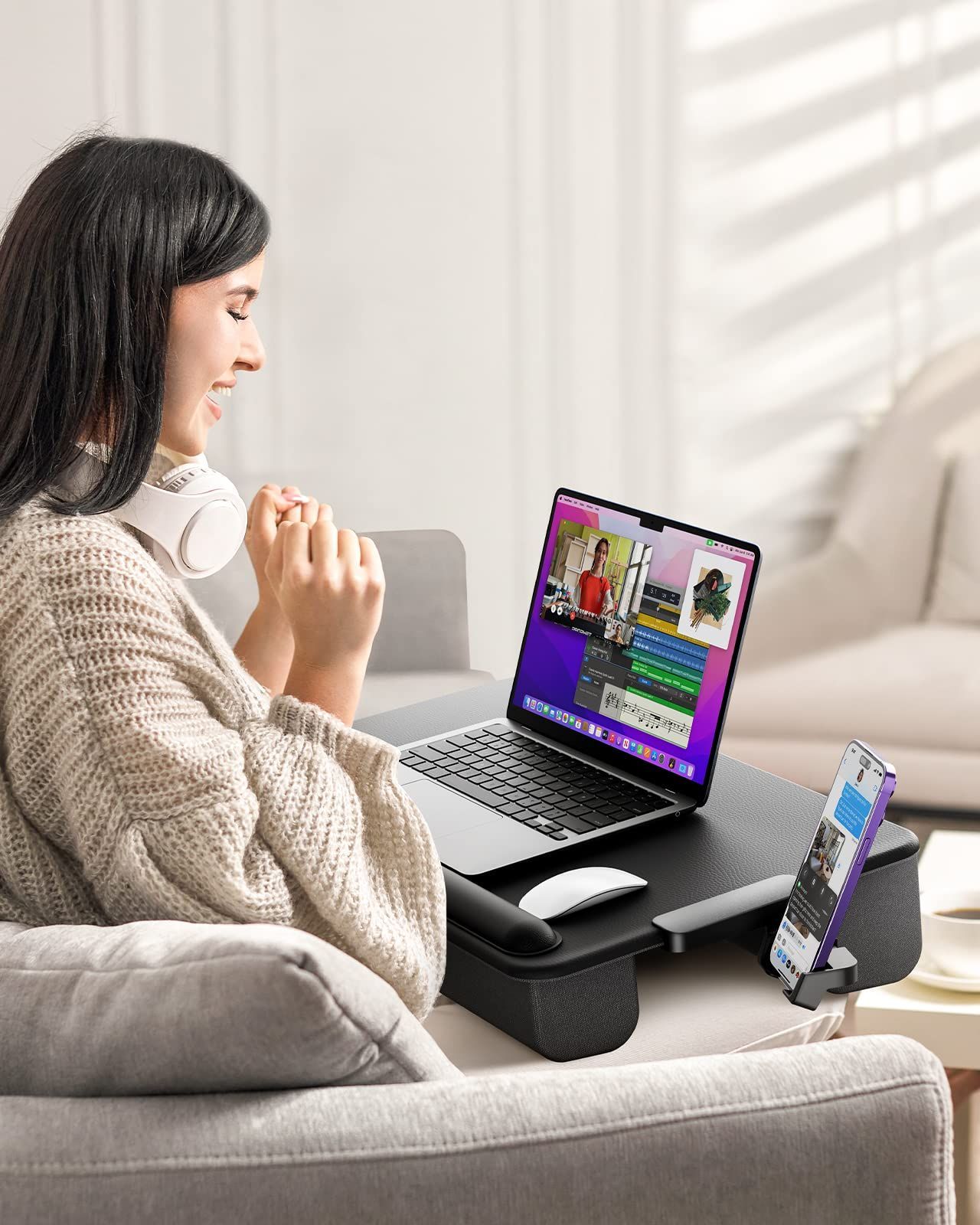 数量 ノートパソコンデスク デスクトップ 引き出し付き PC クッション テーブルクッション テーブル 膝上作業 PCデスク 膝上テーブル ひざ上 テレワーク 軽量トレイテーブル SAIJI 持ち運び便利 17インチまでのノートパソコンとMacBookに