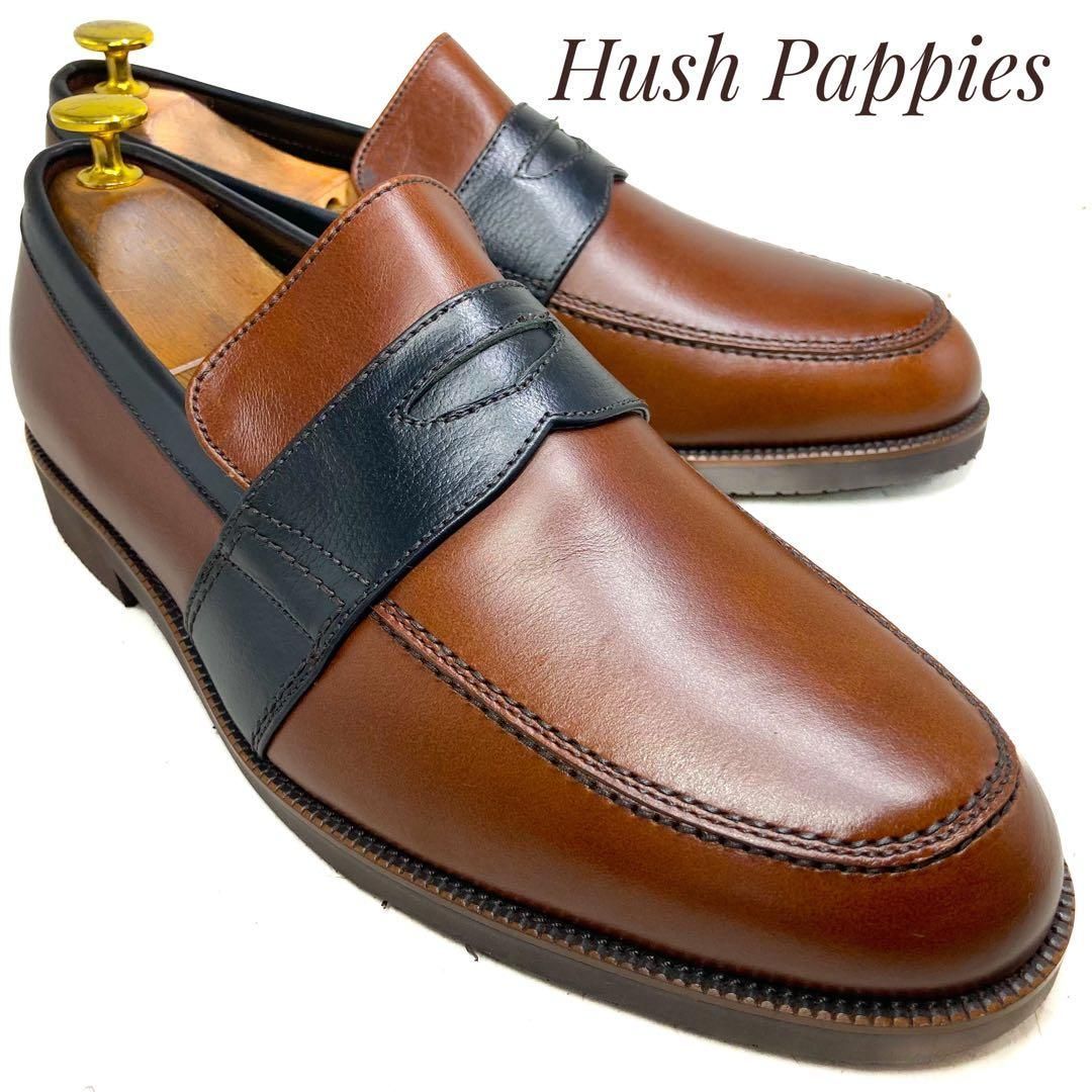 ♥ 展示品 Hush Puppies ハッシュパピー コインローファー 茶 ブラウン 25cm EEE