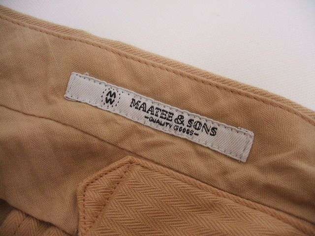 MAATEE & SONS 2P 弱テーパード CHINO TROUSERS GARMENT DYED MT2103-0204A チノパンツ ベージュ  マーティーアンドサンズ【中古】2-0810M♪