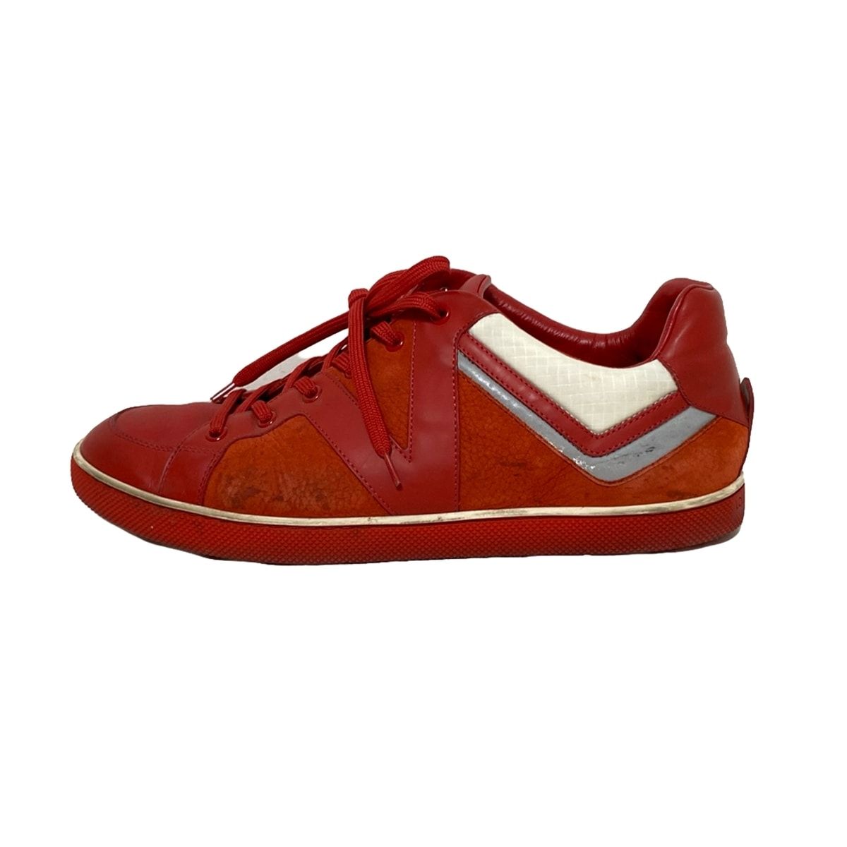 LOUIS VUITTON ルイヴィトン スニーカー 7 レディース - レッド×白×シルバー レザー