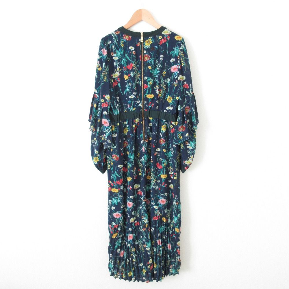 未使用 RUVIE ルビー フラワープリント 長袖 マキシ丈 ペプラム  