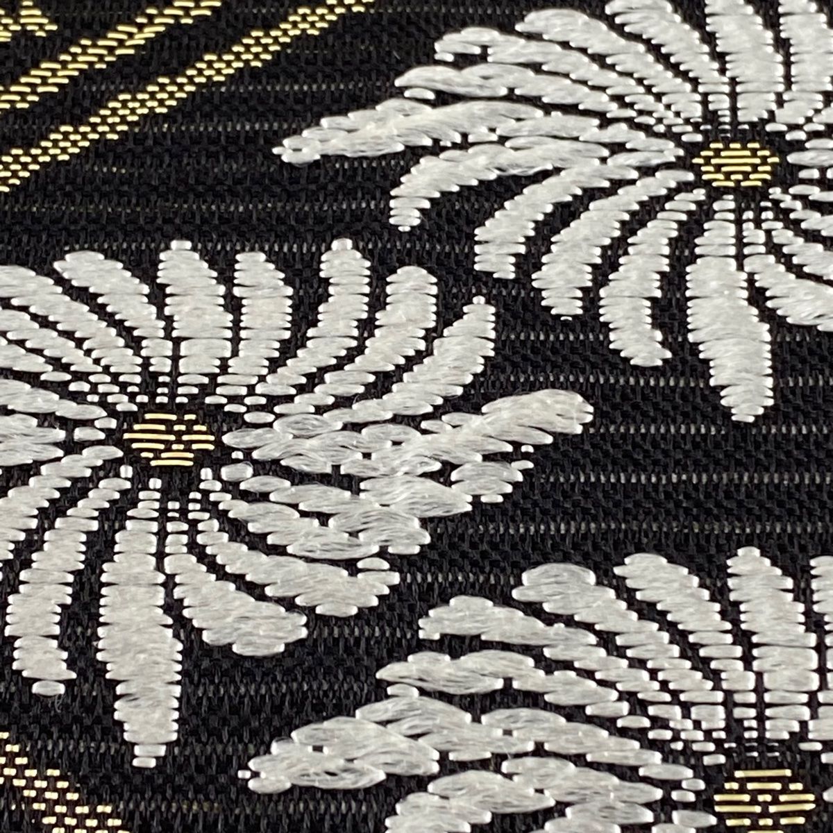 正絹 袋帯 六通柄 縦 菱柄 花柄 四季の花 黒 墨黒 美品 逸品 正絹 袋帯 六通柄 貝紫 菱花 美術織物 極上 逸品