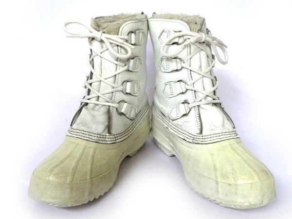 カナダ製 ビンテージ品 SORELソレル WOS 7 23.5-24.5 白 本革使用 インナー付き スノーブーツ MANITOUモデル 3 R 12