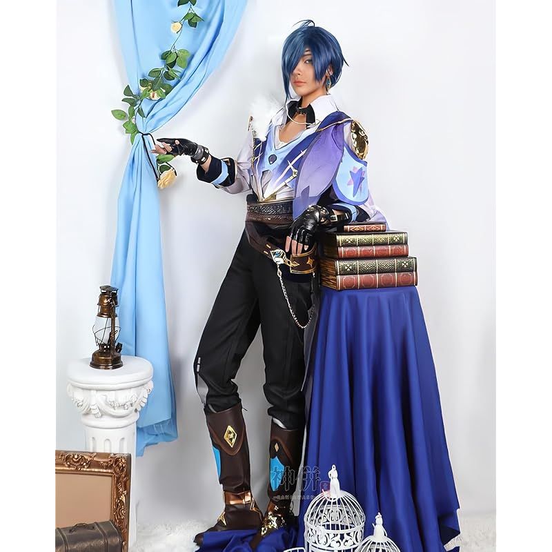 在庫 神併 ガイア コスプレ ウィッグ付き 騎兵隊長 原神 コスプレ衣装 フルセット コスチューム 大人用 仮装 文化祭 Genshin Kaeya Alberich cosplay ガイア ウィッグ付き L 0
