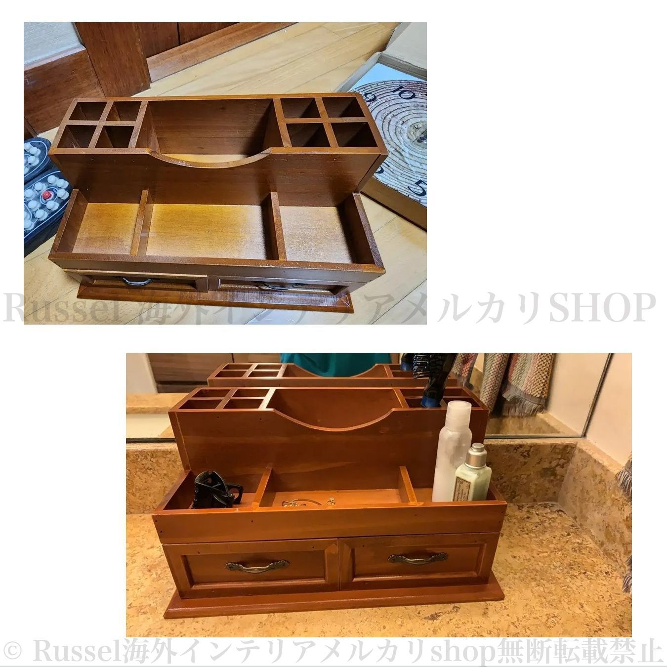 ヴィンテージスタイル木製収納ボックス 卓上 ジュエリー アクセサリー