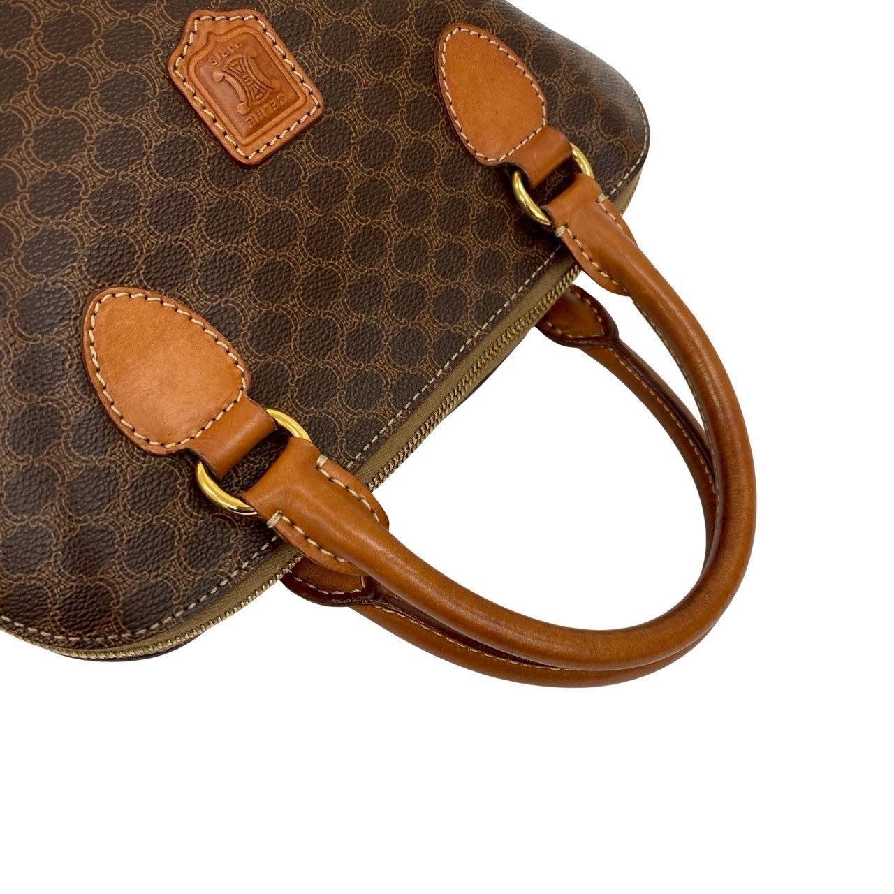【美品】セリーヌ ヴィンテージ マカダム柄 トリオンフ ボストンバッグ E18 極 美品 CELINE セリーヌ ヴィンテージ マカダム ブラゾン 柄