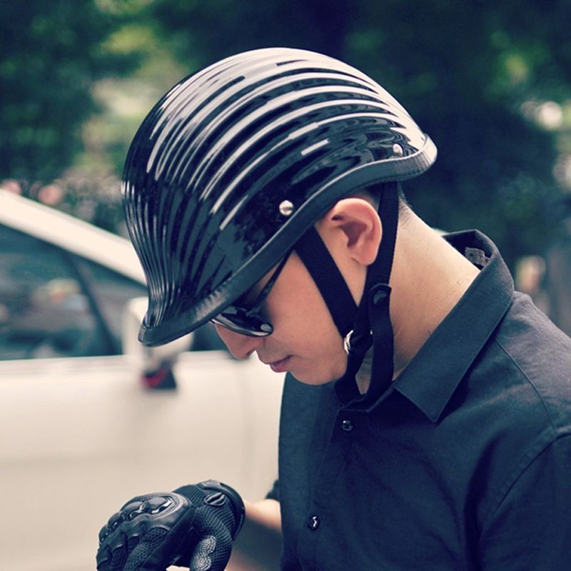ダックテールヘルメット バイザー付 マットブラック 半帽 キャップ型 半ヘル 通販