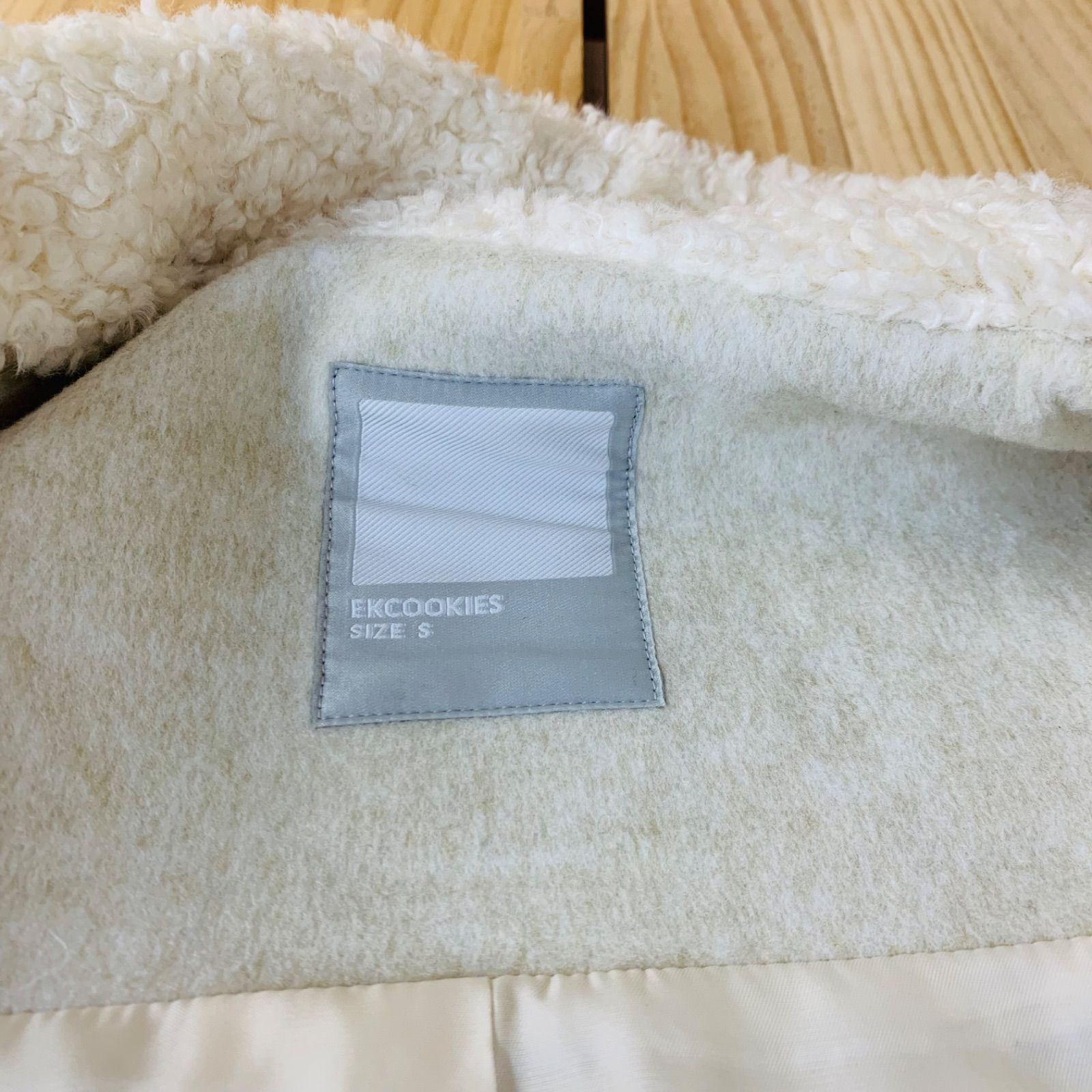 Q33841 22AW EKCOOKIES イークッキーズ UNISEX BICOLOR LONG BOA COAT  