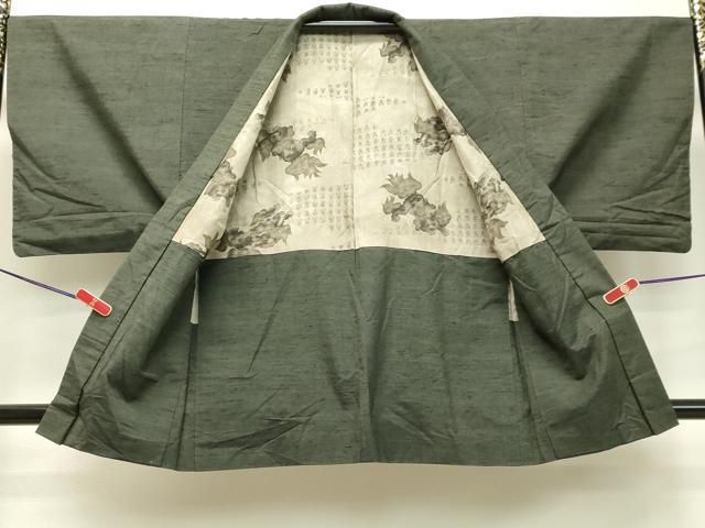 平和屋着物○男性 紬 アンサンブル 仙斎茶色 正絹 逸品 DAAT1133tw