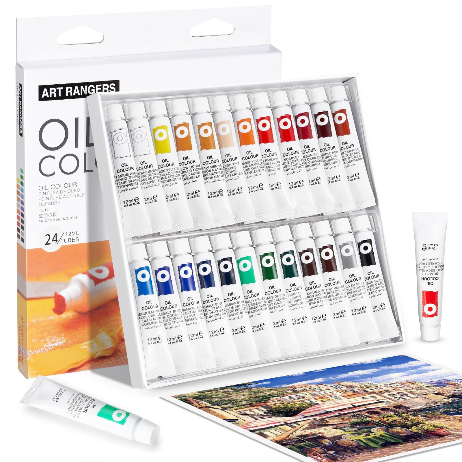 在庫処分】24色 学習油絵セット x 油絵の具 12ml LIGHTWISH