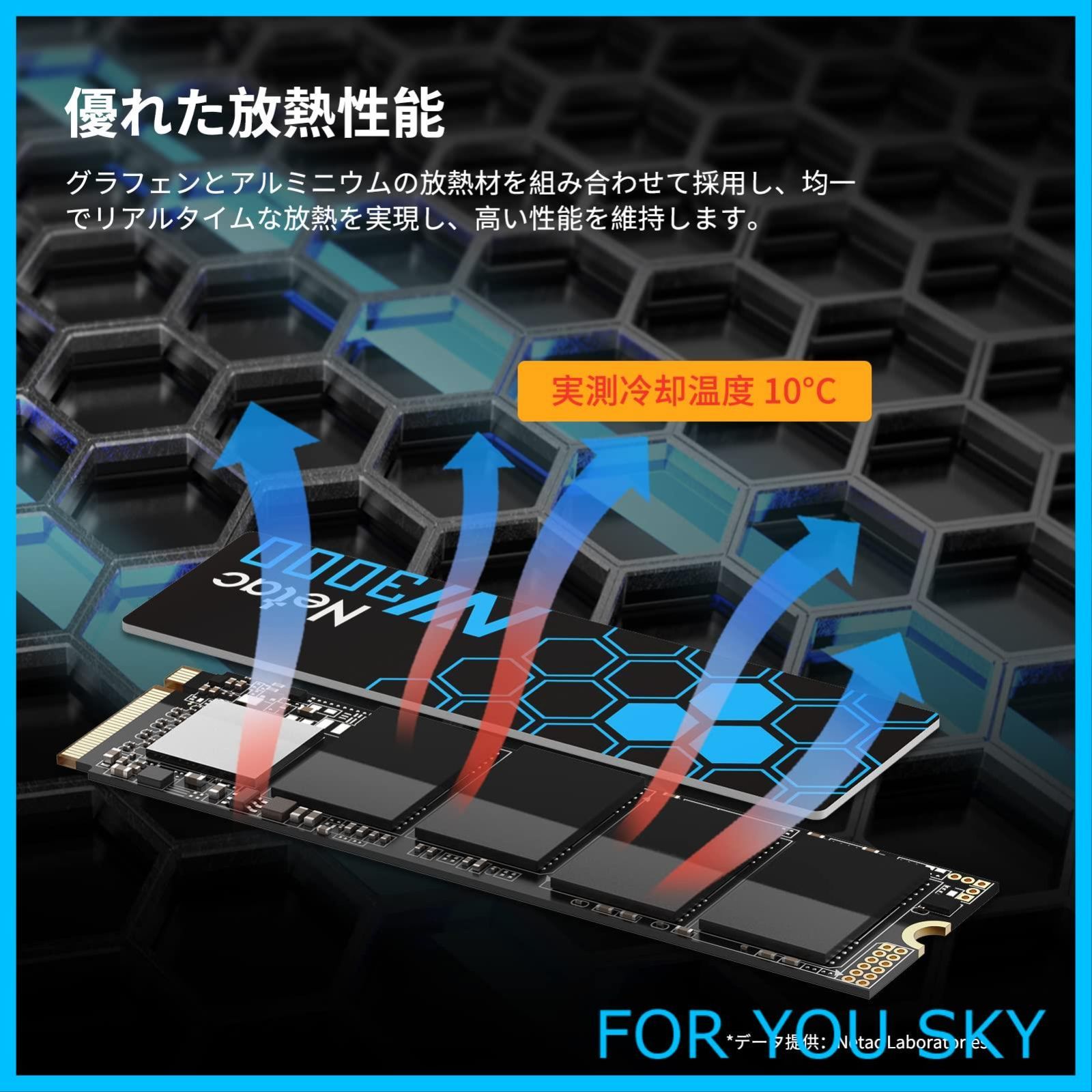 新着商品】Netac M.2 SSD 500GB （ヒートシンク付 ） PCIe Gen3.0x4