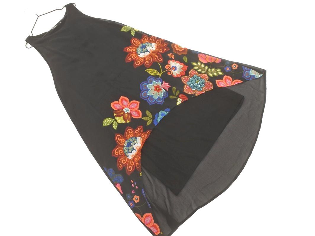 Desigual デシグアル シフォン 花柄 ノースリーブ ワンピース